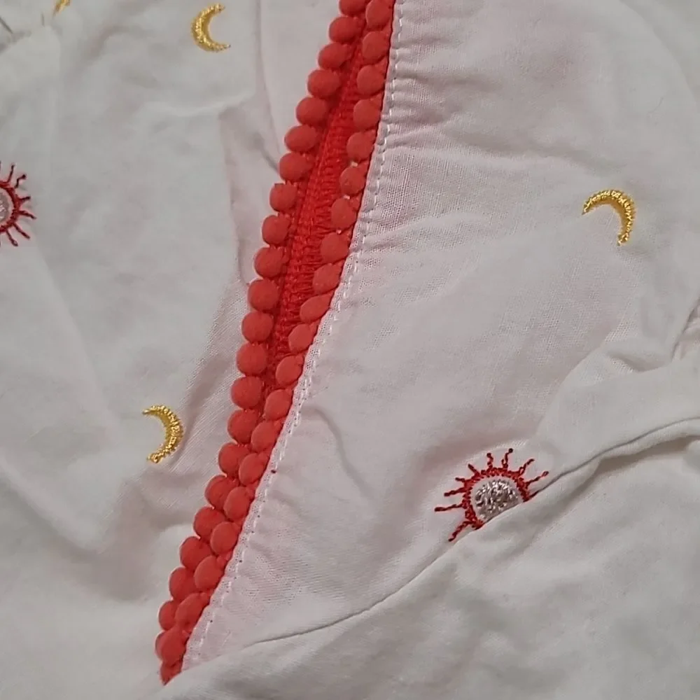 Smocked neck embroidered dress